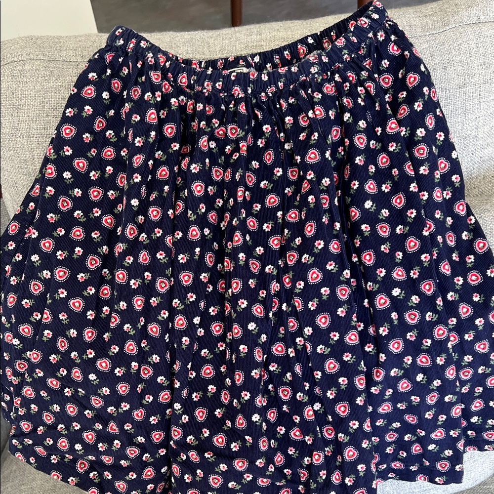 Bonton Corduroy Floral Navy Skirt